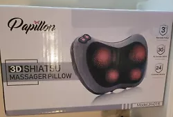 Papillon 3D Shiatsu Massager With Heat Pillow AC/DC Powered JH-016 BRAND NEW.