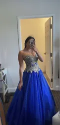 quinceanera dress royal blue. worn once, brand new condition