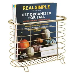 Keep bathroom spaces clean and clutter free with the Freestanding Magazine Holder and Organizer from mDesign. The wire...