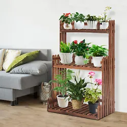 The flower stand is made of natural wood color, which brings a natural decoration to your house. Suitable for garden...