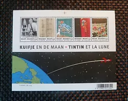 Stamp sheet featuring the Iconic Tintin on Space Adventures : Herge Art. Sheet size 160mm x 125mm : See photos.