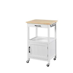 Ample Storage: The rolling kitchen island features a single door cabinet and a tiered storage shelf, providing ample...