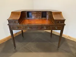Fine Antique Old English Inlaid Mahogany Writing Desk Top Carlton House Style. This fine antique Old English writing...
