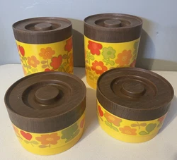 Hard To Find- Alladinware Vintage Canisters Retro Kitchen-70s Groovy - Set Of 4Vintage, 70s CannistersBright Vibrant...