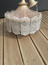 Lustre Verre Murano vintage années 70/80 Venini Mazzega ? metal doré. Sorti de grenier  Diamètre 43 cm environ ...
