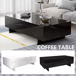 Elegant rectangle coffee table, with a high gloss surface, marble veneer and crafted MDF, is suitable for high-grade...