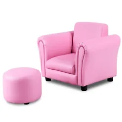 Childrens Pink armchair with matching Ottoman is a fun and multi-functional addition to any kids room. It makes a great...