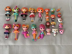 23 PIECES TOTALLOT OF 10 MINI DOLLSALSO INCLUDES 13 TINIES & PETSA FEW SHOW MORE WEAR THAN OTHERSOVERALL GOOD CONDITION...