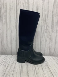 Womens Size 6 Tory Burch April Tall Rain Boots Navy Blue EUC.