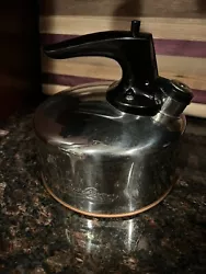 Vintage Revere Ware Mini Tea Kettle Copper Bottom Paul Revere Whistling CU15.