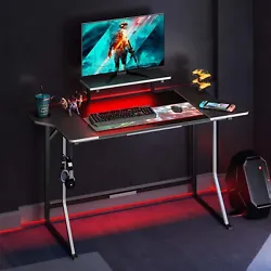 🎮【AIRPLANE SHAPED DESIGN】Not like other gaming desks, our red gaming desk features Airplane. 🎮【RGB LED...