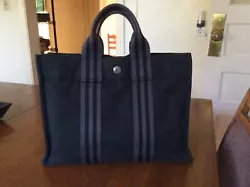 Authentic HERMES Fourre Tout MM Hand Tote Bag Canvas Black Grey Gray Charcoal——Items shipped within 24 hours....