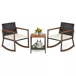 Color of PE Rattan: Mix Brown  Color of Cushion: Off White  Material: PE Rattan, Metal, Acacia Wood, Polyester,...