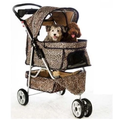 Leopard Print Dog/Cat 3 Wheel Water Resistant Pet StrollerFashionable And Trendy Durable and Functional, No Tools...