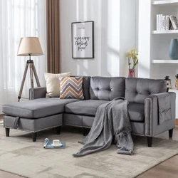 A perfect choice for small spaces, this sectional sofa is aesthetic and showcases a sleek modern look that will bring a...