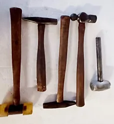 This is a nice Lot of 5 Vintage Hammers Including; a Heller Ball Pein Hammer, a Lead Headed Hammer, a True Value and...