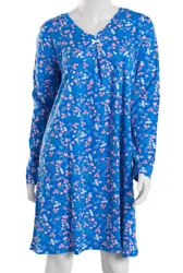 This Karen Neuburger Encore long sleeve henley nightgown features a pretty floral print throughout. Wear this v-neck...