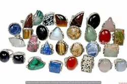 Moonstone & Mixed Gemstone 10 pcs Wholesale Lot 925 Silver Plated Rings LR-18-142.