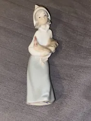 Lladro # 4677 Shepherdess with Rooster Girl figure figurine.