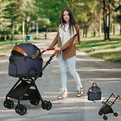 Folding Cat Dog Stroller. 2 in 1 design,can be used as pet stroller as well as pet carrier bag. Foldable, portable and...