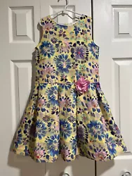 Wonder Nation Girls Flowered Dress zips in the back, pleated bottom pink flower Size 12 Excellent condition looks like...