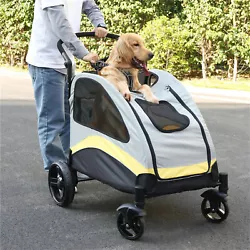 4 Wheels Pet Stroller Foldable Travel Carrier Pet Puppy Pram Pushchair up to 55K.