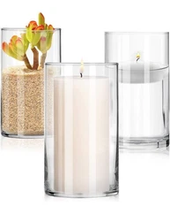 About this item Package includes 12 pack 6 in height x 3.4 in diameter Clear glass cylinder vases.  Perfect glass vases...