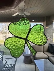New Stained Glass Shamrock Suncatcher made with bright textured green stained glass. This Shamrock is 4” x 4” and...