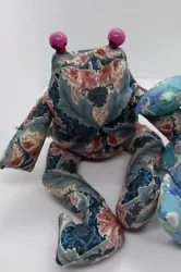 Vintage Liberty of London Floral Fabric Beanbag Bean Bag Frog Toy Handmade blue.