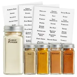 Organize your spice storage system with this set of Talented Kitchen labels for spice jars. These spice labels stickers...