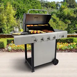 The four main burners generate up to 40,000 BTUs of heat, while the side burner reaches all the way up to 13,000 BTUs...