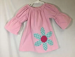 The Groovy Gator Girls Pink Dress. Fabric: Soft Corduroy. Design: Flower patch embroidered on. Color: Pink. Style: Long...