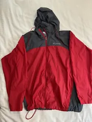 Columbia Glennaker Lake Rain Jacket Nylon Hooded Packable Red 1442361 Size large. Condition is Pre-owned. Shipped with...