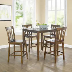 Streamlined Mission Style table and chairs seat 4 comfortably. Easy Assemble (Assembly Instructions ). Mainstays...
