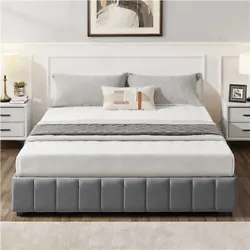 【Without Fixed Headboard】Without fixed headboard design in this upholstered bed frame. That means it can easily...