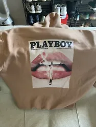 💯 Misguided Hoodie Playboy Matchstick Light Brown Hoodie Size XXL or size 8Had this for years. Really soft flocked...