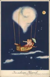 Title: Two Children Sailing Through the Night Sky in a Bed. We typically round sizes to the closest 1/4