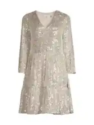 This minidress from Vineyard Vines features sparkling sequins and a tiered design. This long-sleeve style is finished...