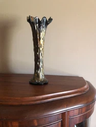 Antique Northwood Amethyst Carnival Art Glass Tree Trunk Swung 11 3/4