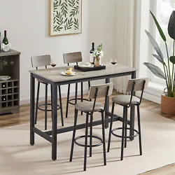 Backrest width:11.85’’. Easy to assemble. Stool: 350 lbs. Product Type：Bar table set. PU Leather Soft Bar Stool....