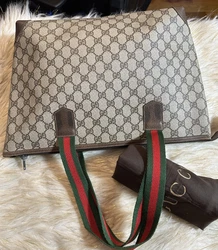 Sale now Vintage Gucci GG Tote bag and duster only!Vintage Gg Webbing canvas PVC leather. In Good condition with signs...