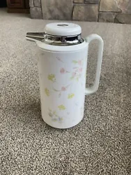 Vintage Corning Thermique 1 qt Carafe Thermos Flower Coffee Tea Travel Excellent.