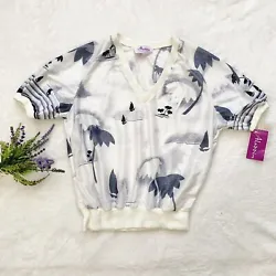 Vintage 80s white palm tree Polynesian blouse size medium nEW short sleeve . Condition is New. Shipped with USPS First...