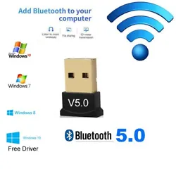1 ×Mini USB Bluetooth 5.0 Wireless Dongle Adapter Audio Stereo Receiver PC Computer. For TV/ PC/ Laptop. AVRCP (stereo...