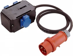 As-Schwabe Mixo / 60527 Rallonge électrique multiprise 400 V / 16 A Câble noir 1,5m H07RN-F 5G1,5 Extérieur / IP44...