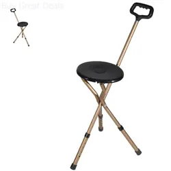 This stylish folding cane seat by provides you with a sturdy support cane when closed and a comfortable seat to rest on...