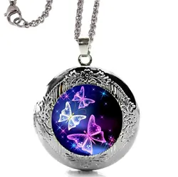 Silver Tone Purple Butterfly Locket Pendant Necklace Fashion Jewelry. This Beautiful Butterfly Locket Made from Zinc...