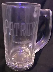 “patrick” engraved glass mug. 𓂉𓂉𓂉𓂉𓂉𓂉𓂉𓂉𓂉𓂉𓂉𓂉𓂉𓂉𓂉𓂉-Condition is 