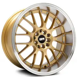 Gold with Machined Lip. Lip and spoke size will vary depending on the size of the wheel and car. Available custom color...