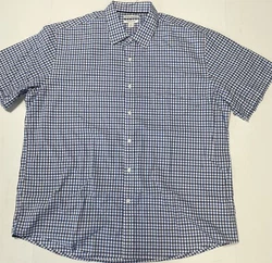 Mens Size XXL Amazon Essentials Blue Plaid Short-Sleeve Casual Poplin Shirt NWT.